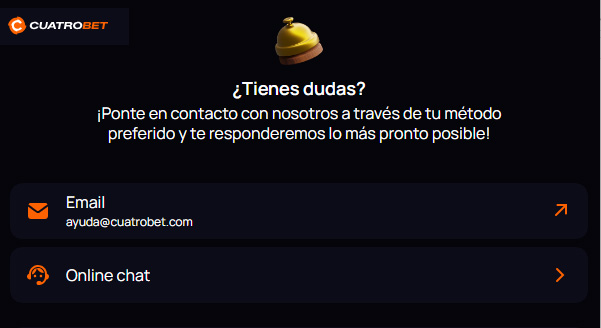 El soporte de cuatrobet.click responderá rápidamente a todas sus preguntas